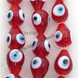 handmade green Lampwork Glass teardrop Beads with evil eye, approx 11-15mm