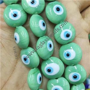 Yellow Lampwork Glass Circle Beads Evil Eye, approx 6mm