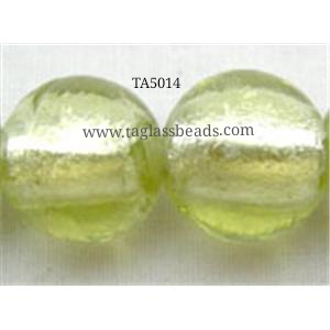 Lampwork Glass Beads with silver foil, round 14mm dia