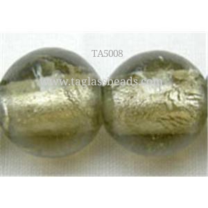 Lampwork Glass Beads with silver foil, round 14mm dia