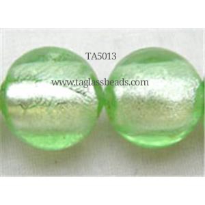 Lampwork Glass Beads with silver foil, round 14mm dia