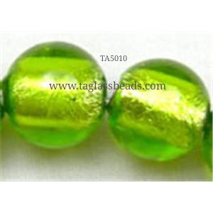 Lampwork Glass Beads with silver foil, round 14mm dia