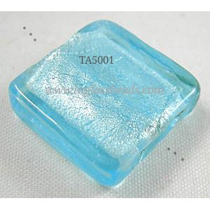 Handmade Square Lampwork Bead, 20x20mm,