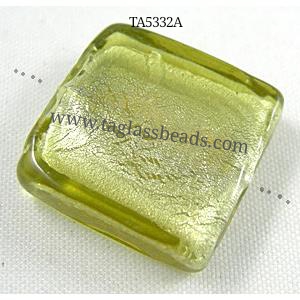 Handmade Square Lampwork Bead, 20x20mm,