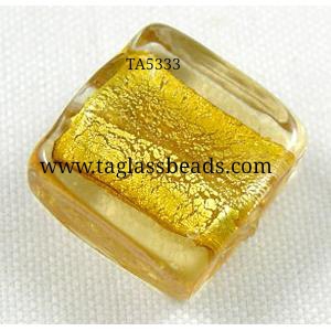 Handmade Square Lampwork Bead, 20x20mm,