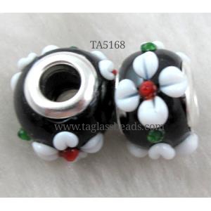 beads, lampwork glass, mixed color, 14mm dia, hole:5mm