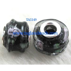 beads, lampwork glass, mixed color, 14mm dia, hole:5mm