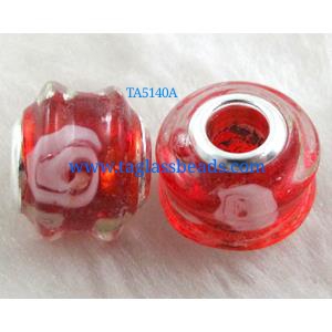 beads, lampwork glass, mixed color, 14mm dia, hole:5mm