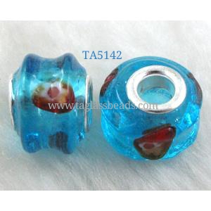 beads, lampwork glass, mixed color, 14mm dia, hole:5mm