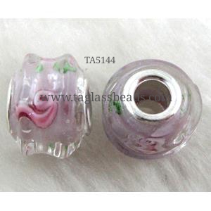 beads, lampwork glass, mixed color, 14mm dia, hole:5mm