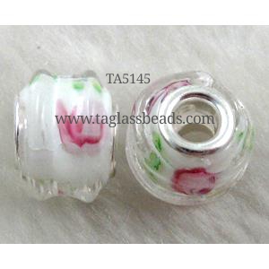 beads, lampwork glass, mixed color, 14mm dia, hole:5mm