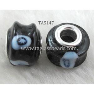 beads, lampwork glass, mixed color, 14mm dia, hole:5mm