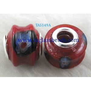 beads, lampwork glass, mixed color, 14mm dia, hole:5mm