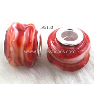 beads, lampwork glass, mixed color, 14mm dia, hole:5mm