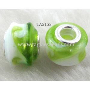 beads, lampwork glass, mixed color, 14mm dia, hole:5mm