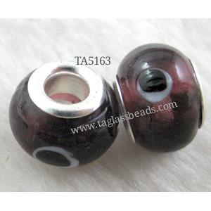 beads, lampwork glass, mixed color, 14mm dia, hole:5mm