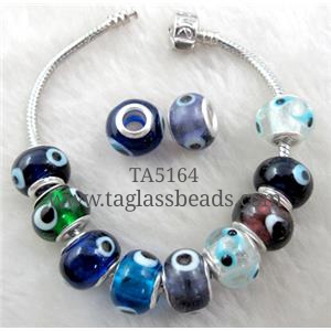 beads, lampwork glass, mixed color, 14mm dia, hole:5mm