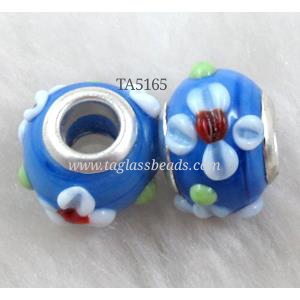 beads, lampwork glass, mixed color, 14mm dia, hole:5mm