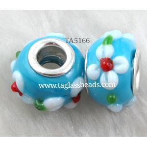 beads, lampwork glass, mixed color, 14mm dia, hole:5mm