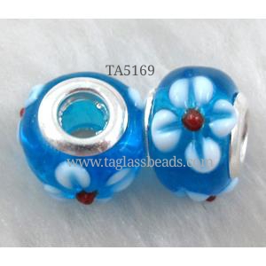 beads, lampwork glass, mixed color, 14mm dia, hole:5mm