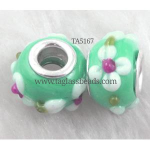 beads, lampwork glass, mixed color, 14mm dia, hole:5mm