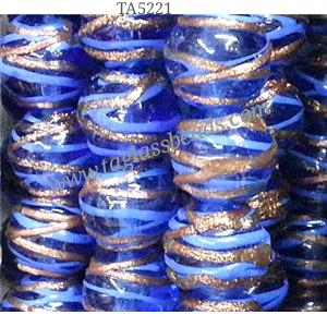 glass lampwork beads with goldsand line, round, 12mm dia