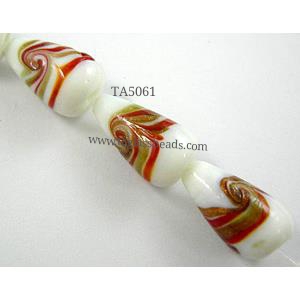 lampwork glass beads with swirl goldsand, teardrop, 12x20mm,