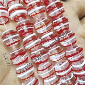 Round Lampwork Glass Beads Line Red, approx 12mm dia