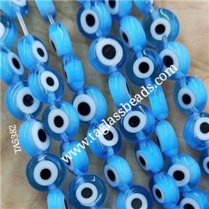 Blue Lampwork Glass Circle Beads Evil Eye, approx 8mm