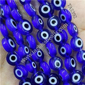 RoyalBlue Lampwork Glass Circle Beads Evil Eye, approx 8mm