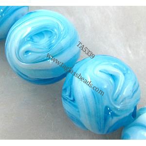 Lampwork glass bead, flat round, 20mm dia