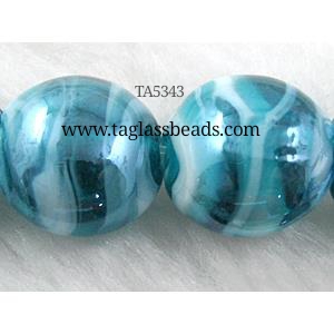 Lampwork glass bead, flat round, 16-17mm dia