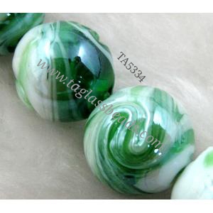 Lampwork glass bead, flat round, 16-17mm dia