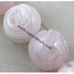 Lampwork glass bead, flat round, 16-17mm dia