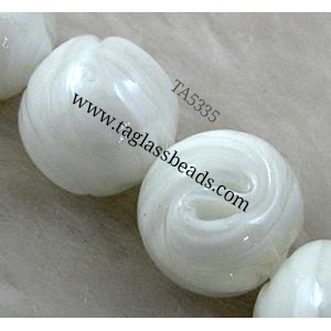 Lampwork glass bead, flat round, 16-17mm dia