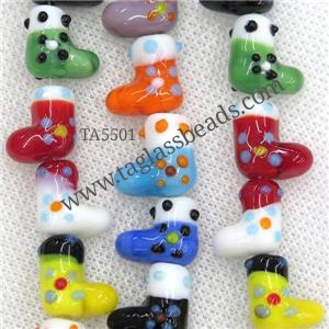 Lampwork glass beads, christmas glove, approx 15-19mm