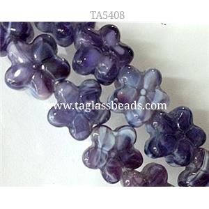 Plated lampwork glass bead, star, approx 15mm dia