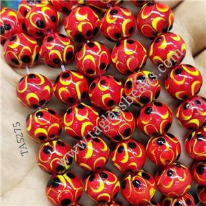 Round Lampwork Glass Beads Red, approx 12mm dia