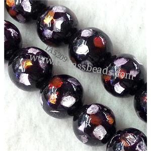 lampwork bead within silver foil, round, 20mm dia