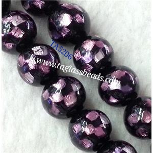 lampwork bead within silver foil, round, 20mm dia