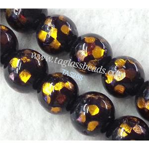 lampwork bead within silver foil, round, 20mm dia