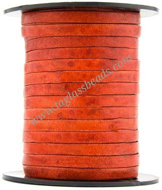Leather Cord Flat - Plain Color  Size	3.0 mm to 8.0 mm