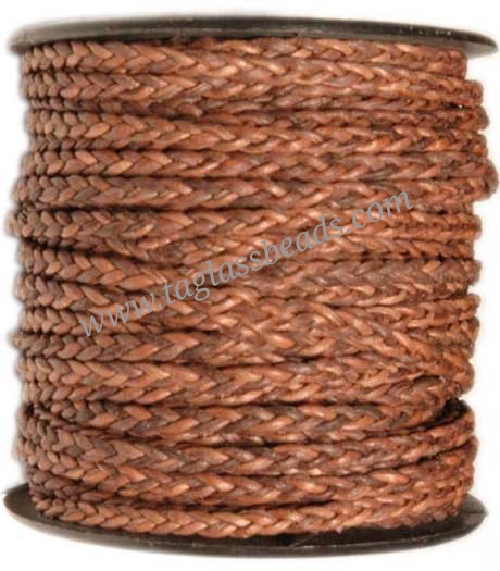 Leather Round Braided Cord Size 3 mm to 5.0 mm